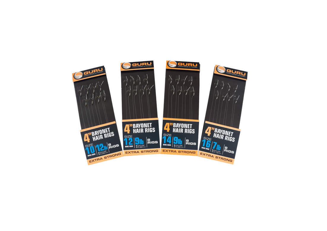 Guru 4" Bayonet Hair Rigs Extra Strong 8 Stück