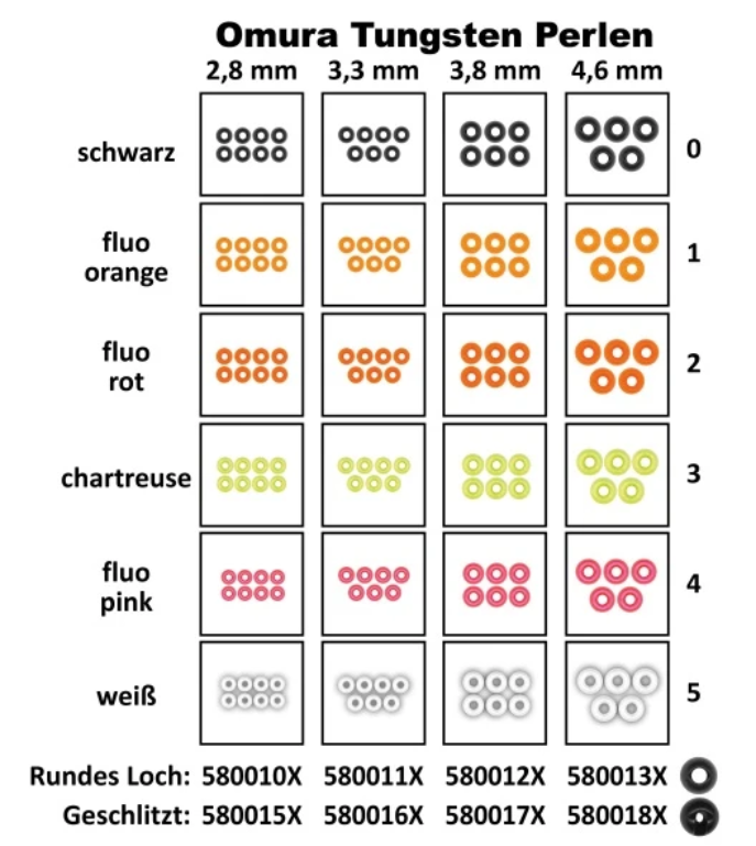 FTM Omura Tungsten Perlen gelocht 6Stk. /